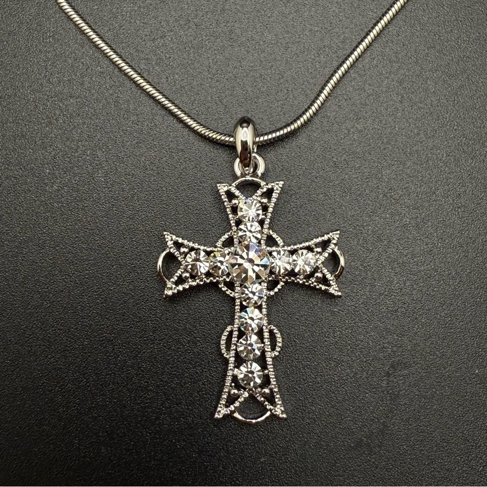Swarovski Crystal Filigree Cross Necklace Celtic